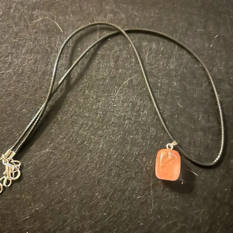 Rose Quartz Tumble Stone Necklace, Natural Crystal Pendant Necklace for Women, Dainty Handmade Jewelry