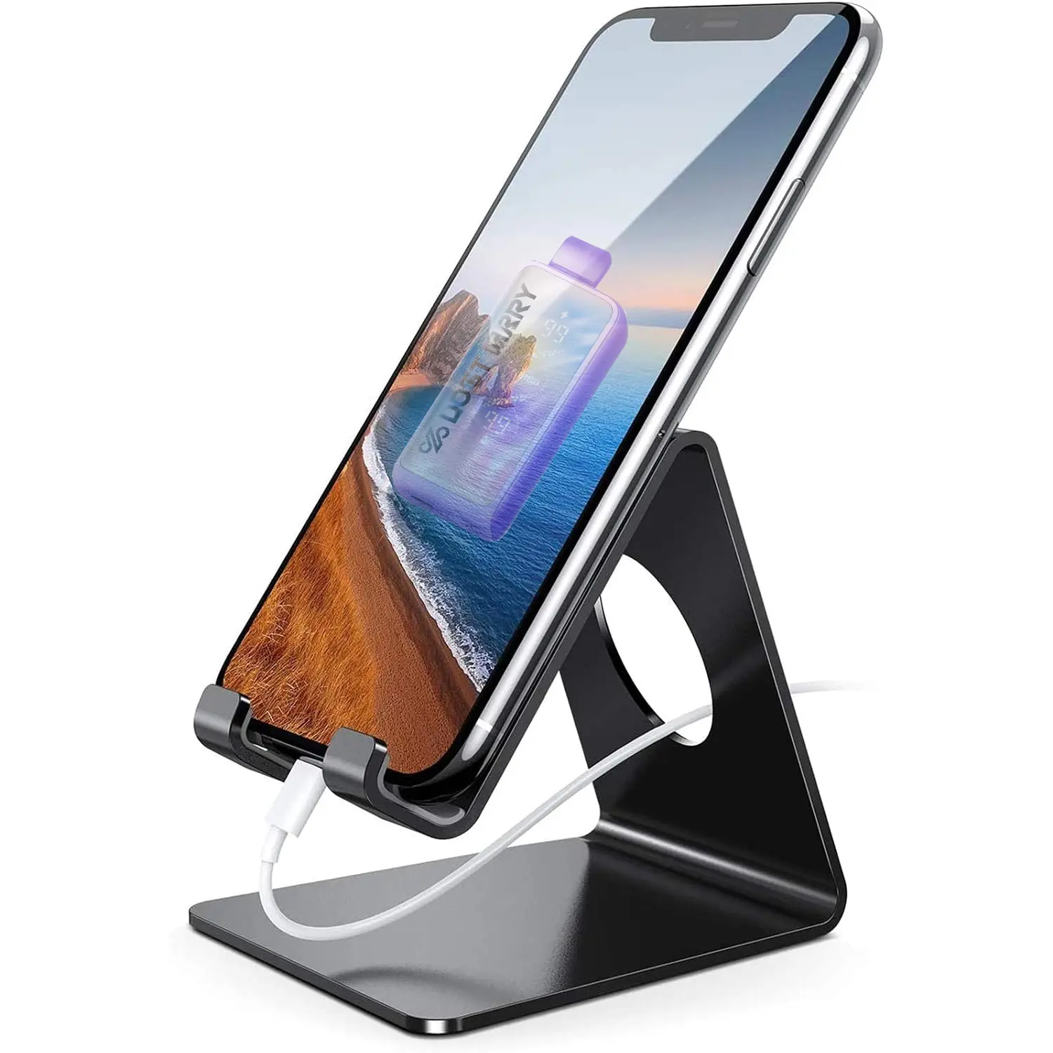 Lost Ma?rry Adjustable Cell Phone Stand 360 Rotating Foldable Desktop Cellphone Stand with Anti-Slip Base Portable Phone Holder for Apple Samsung iPhone 18 17 16 15 Pro Max, All Smart Phones, iPad