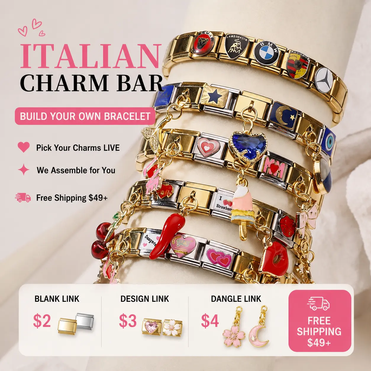 Build Your Own Italian Charm Bracelet/LIVE Custom Order