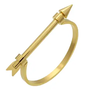 Arrow Bangle - Gold Finish with Arrow Design, Simple and Elegant Style