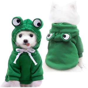Cute Frog Shape Dog Hoodie Basic Warm Sweater Coat Cold Weather Jacket Pet Outfit Outerwear for Cats Puppy Small Medium Dogs