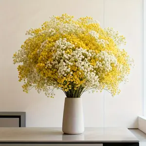 40 artificial baby's breath flowers, realistic yellow and white baby breathing artificial flowers for spring, perfect for DIY wedding season decorations—bridal bouquets, table centerpieces, graduation gifts, and Valentine's Day decorations.