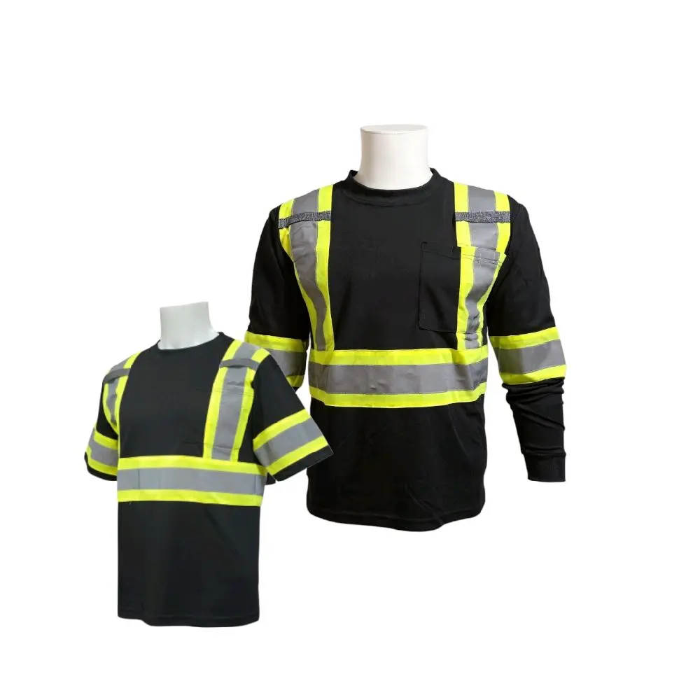 Black High-Visibility Reflective Protective Safety Shirts, Work Safety Equipment for Home Improvement & Security Use, Protective Safety Vests