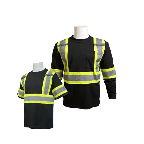 Black  Hi-Vis Reflective Safety T-Shirt - Construction Gear, Safety Gear, Work Equipment, Home Improvement & Security Use, Hi-Vis Safety Vests Alternative, Size S