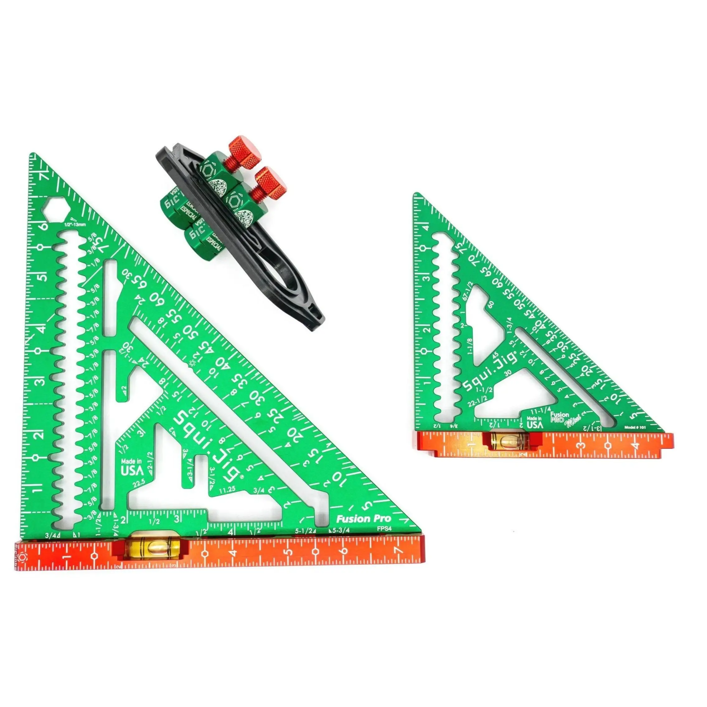 7.5" Pro Square + 4.5" Mini Pro w/Level + 1.5" Jigs + Holder - The Mexican Carpenter Edición Elite Set