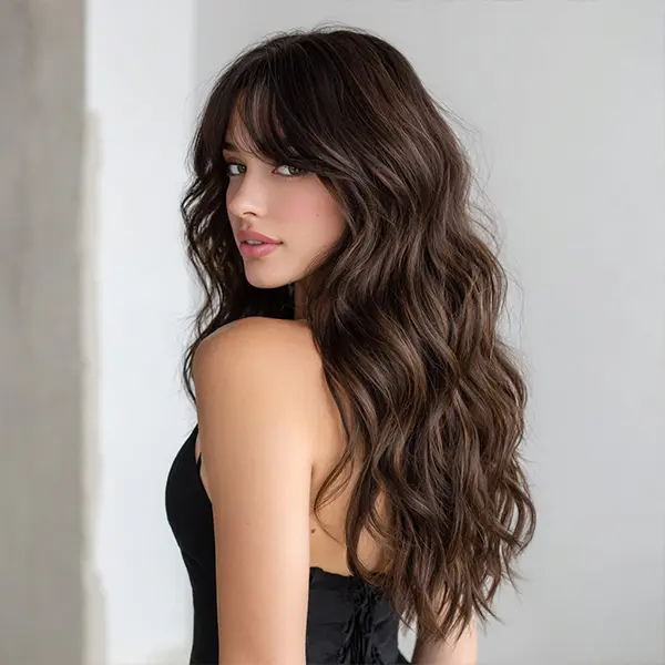 Smilco/26 Inch Natural Dark Wave Machine Made Wig Lush Length Synthetic Wig/SM358 Smilco/26 Inch Natural Dark Wave Machine Made Wig Lush Length Synthetic Wig/SM358