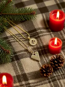2 Count Initial Letter Pendant Necklace Set with Zircon/Zirconia Stones for Women - 26 Alphabet & Golden Bubble Style, Jewelry , Birthdays, Valentine's Day & Anniversary, Deals For You Days alphabet design daily gift day jewelry set
