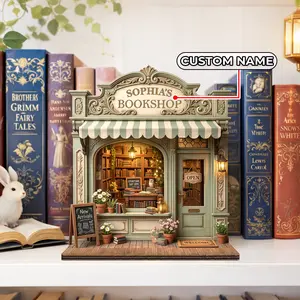 Personalized Book Store Decor, Custom Wooden Bookshop Sign, Cozy Library Shelf Display Gift, Dollhouse Shop Front, Vintage Book Shop Sign, Cool Stuff for Room, Bookshelf Decor