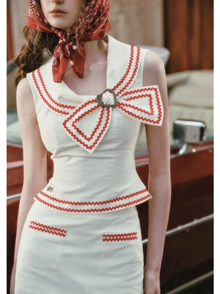 Red Navy Top