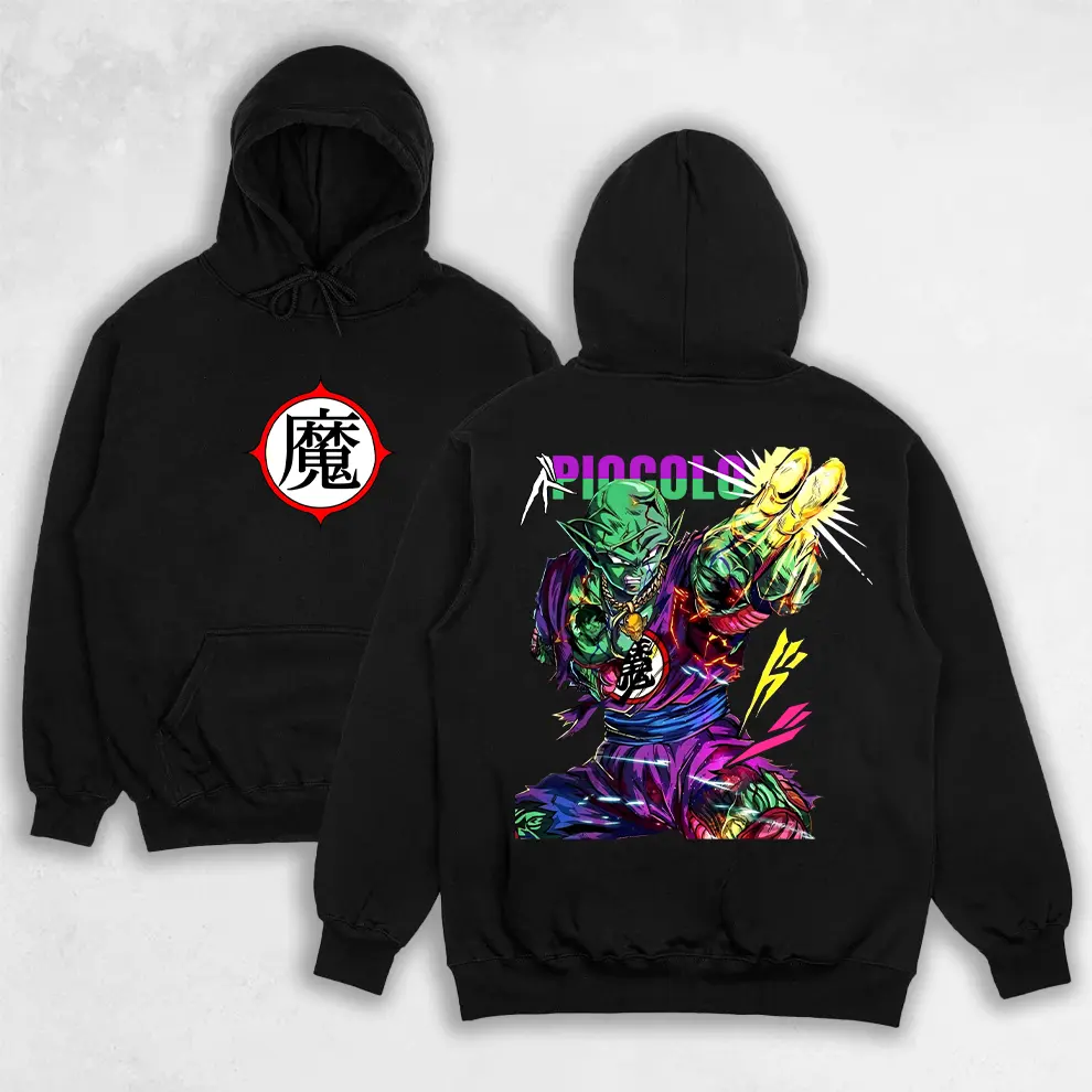 Retro Vintage Piccolo Tee, Hoodie features a design inspired by DragonBall anime, Anime Manga, Gift For Anime Fan, Sweatshirt Manga Crewneck Hoodie Menswear