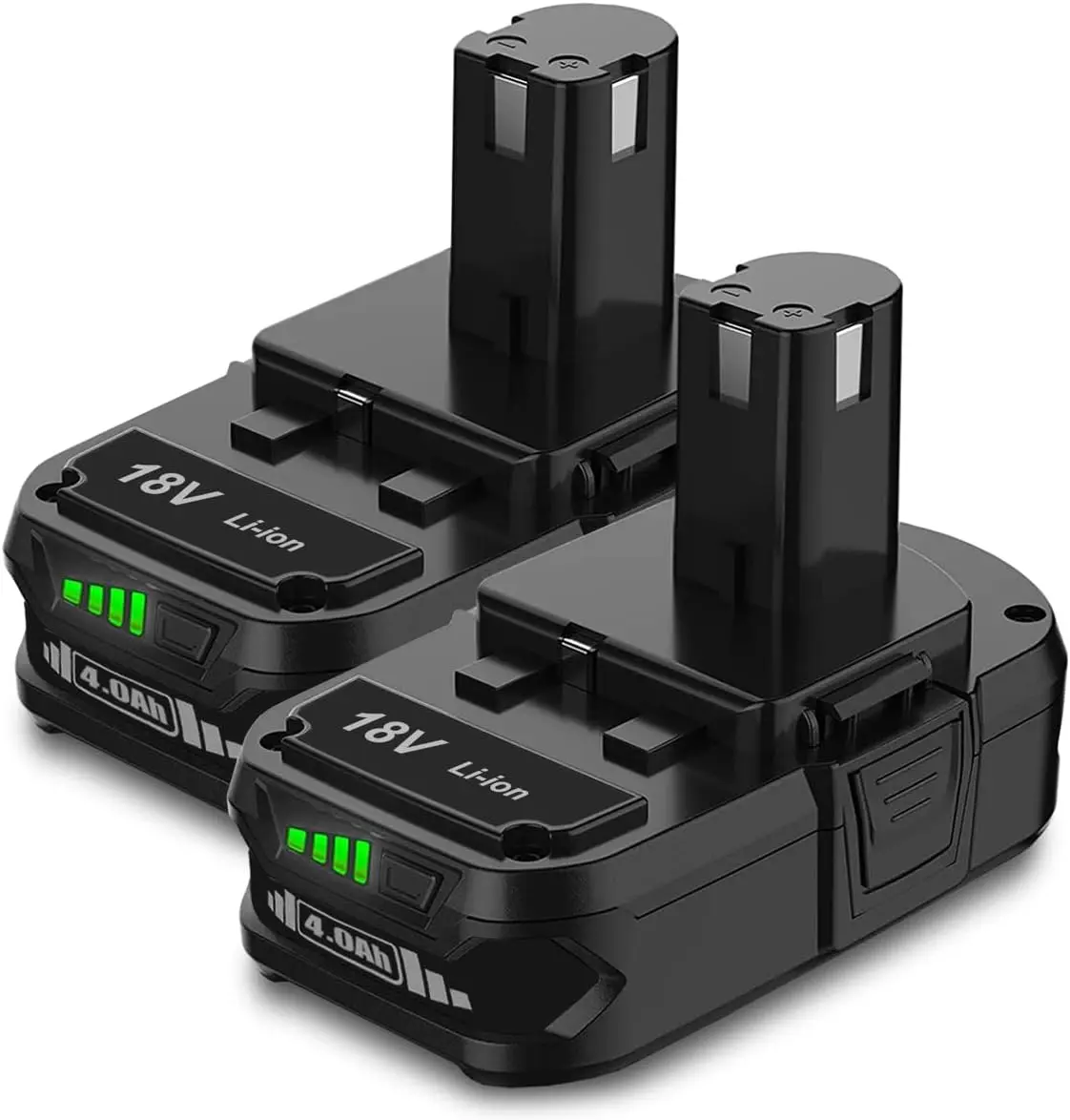 2 Pack 18V 4.0Ah Compact Battery for Ryobi 18V Battery 4Ah 3Ah 2Ah 1.5Ah P191 P190 P161 PBP003 PBP006 P189 PBP002 18 Volts ONE+ Plus Lithium Ion Battery