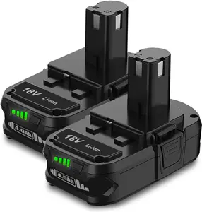 2 Pack 18V 4.0Ah Compact Battery for Ryobi 18V Battery 4Ah 3Ah 2Ah 1.5Ah P191 P190 P161 PBP003 PBP006 P189 PBP002 18 Volts ONE+ Plus Lithium Ion Battery