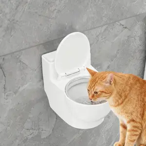 Toilet Water Dish for Pets Ceramic Toilet Shaped Pet Water Dispenser for Cat Dog Small Funny Bowl Hilarious Gravity Pet Fountain