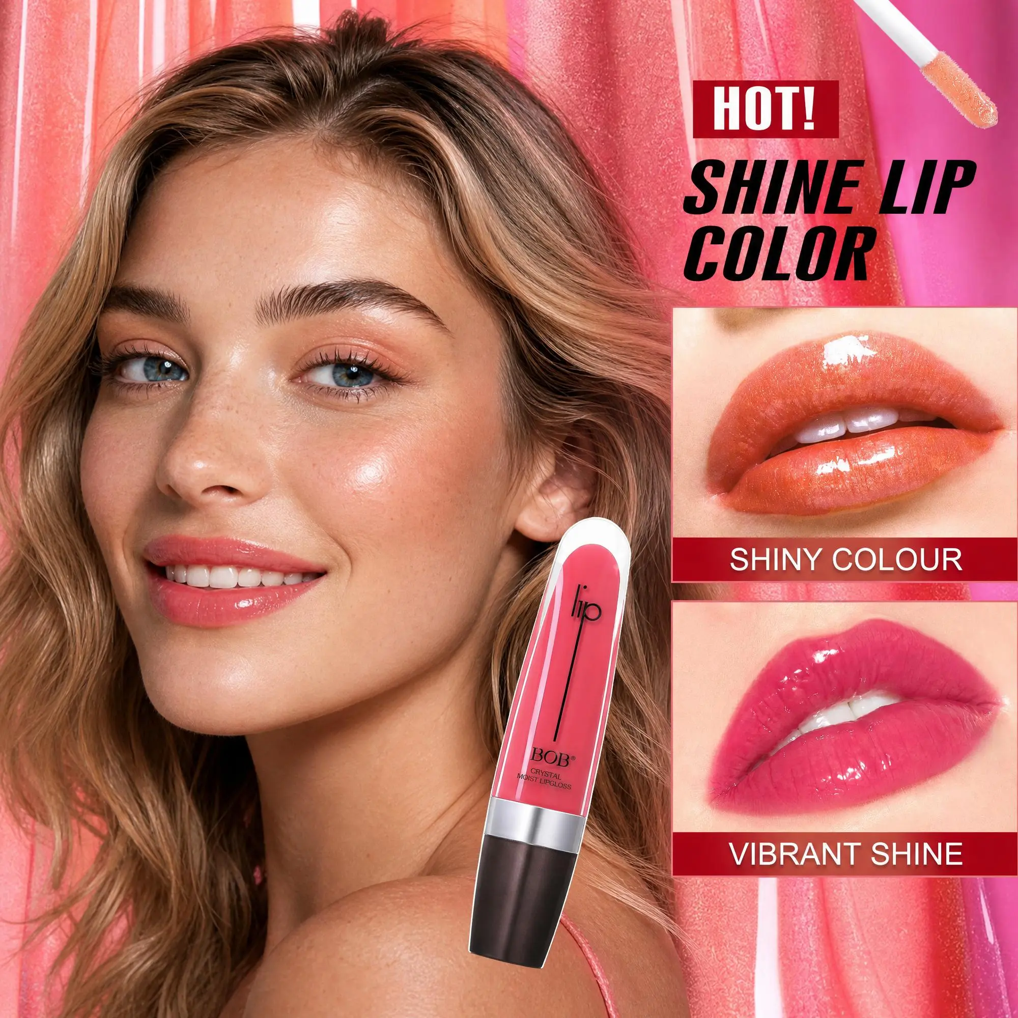 Shimmering Glitter Lip Gloss Balm - Hydrating Oil, Free From Stickiness, Long-Lasting Glossy Lips, Metallic Pearl Finish, Daily & Everyday Use, Suitable for All Skin Types, Moisturizing Cosmetic Makeup