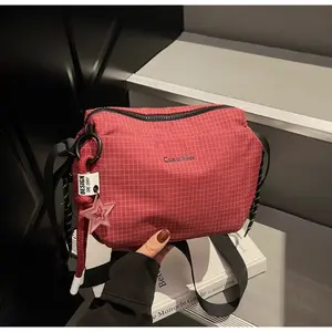 2026 Spring New Plaid Nylon Crossbody Bag, Large Capacity Design, Lightweight Durable, Single Shoulder Strap, Versatile Commute, Daily Use