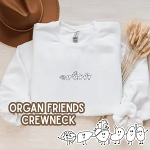 GILDAN Organ Friends Crewneck: Minimalist Design Monoline Healthcare Gift for Doctors Nurses Unisex Heavy Blend Sweatshirt in Cotton Polyester Blend