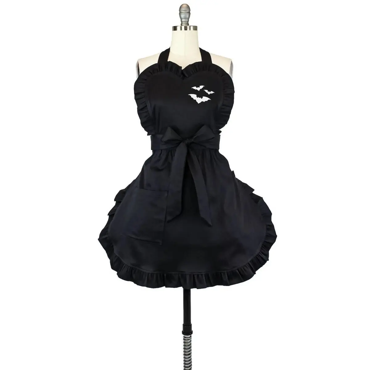 Vintage Inspired Bat Embroidered Adjustable Apron for Women - 100% Cotton - Washable