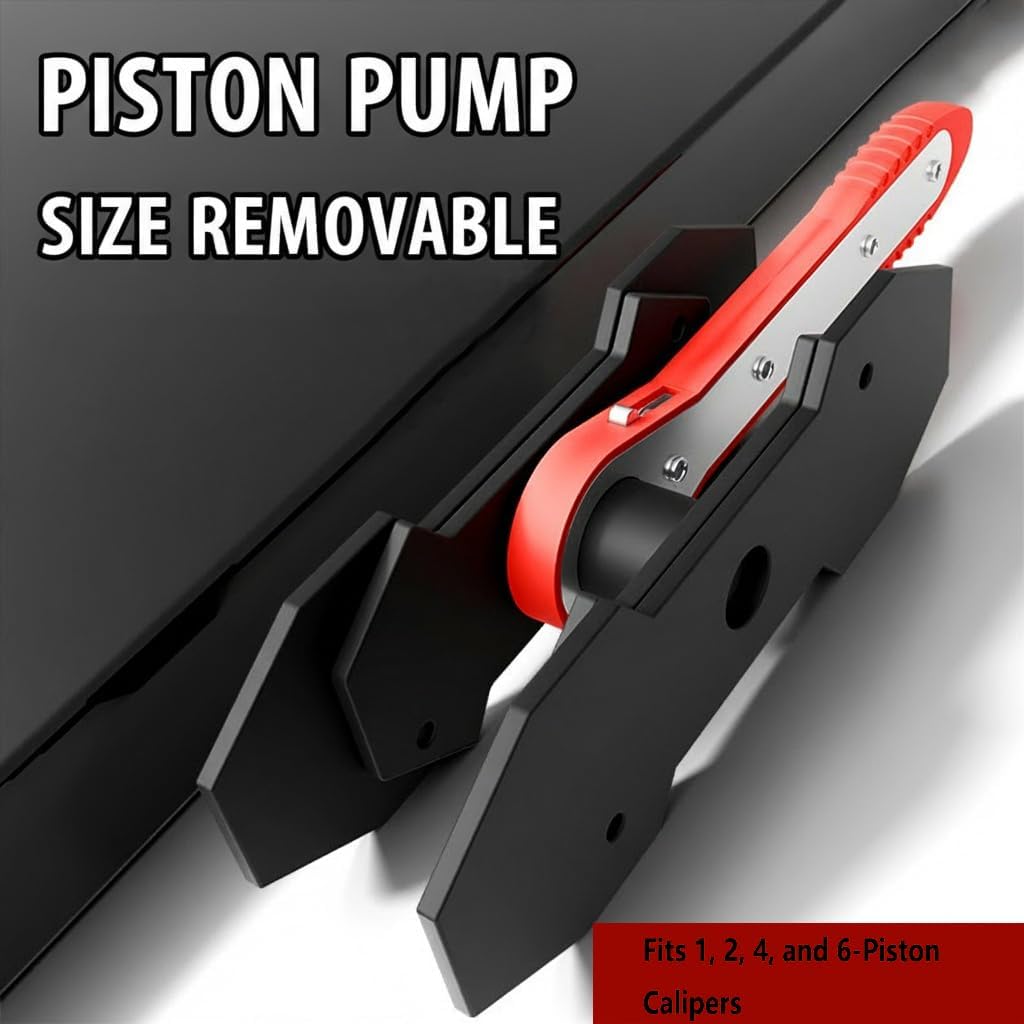 Red Brake Caliper Compression Tool,4-in-1 Universal Disc Caliper Tool with 2 Steel Plates&4 Caliper Hooks,360°Swivel Ratcheting Compressor for Automotive Brake Repair and Installation,Car Disc Brake Repair