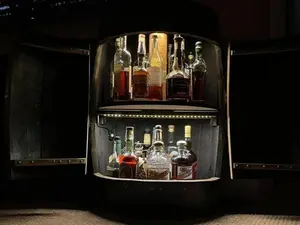 Build your own whiskey barrel cabinet kit. Includes all specialty hardware, lights, and electronics