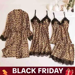 TikTok shop BlackFriday Cyber Monday，Leopard Print Pajamas Mix & Match Sets for Women Cami Lingerie with 9 Combos FallFreshness Style Spaghetti Strap Lace Detail Clothes Ideal for Layering or Wearing Alone Outfit Womenswear Love S