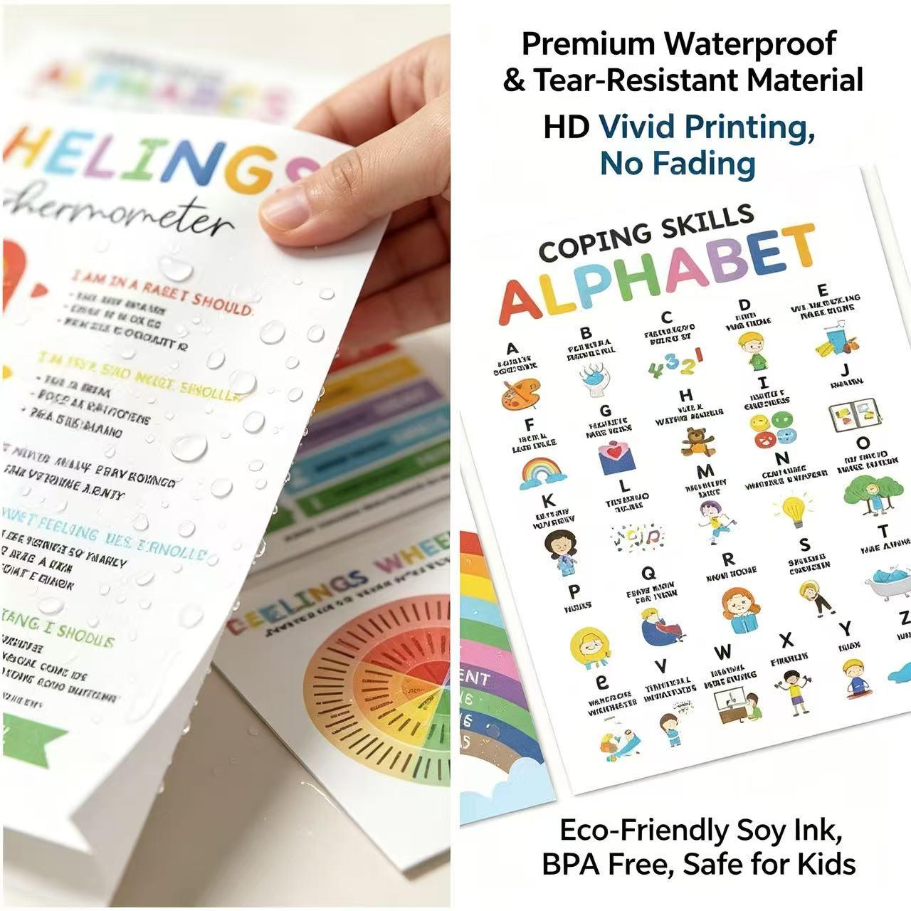 The Viral Calming Corner Posters That Every Teacher and Parent Is Using – 12 Pack 10x14 Laminated Feelings Chart and Breathing Exercises Wall Art, Waterproof Dry Erase SEL Tools for Classroom and Home, Instantly Create a Peaceful Space