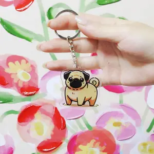 Personalized Pug Dog Acrylic Keychain- Accessory for Dog Lovers Accessory Gift, Bags and Keys Kids keychain