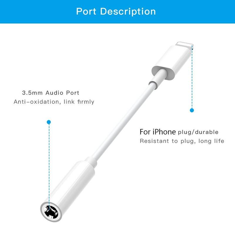 For Iphone Headphone Adapter 3.5Mm Jack Aux Cord Dongle Audio Cable Connector
