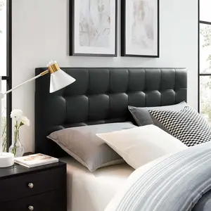 Modway Lily Queen Upholstered Vinyl Headboard in Black