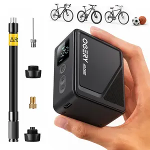 OGERY Mini Bike Pump, 18s Fast Inflate Bicycle Pump with Gauge & Auto Stop，120 PSI Electric Bike Tire Pump for Presta & Schrader Valve, Portable Bike Air Pump for Road bike，Mountain bike，BMX, E-Bike