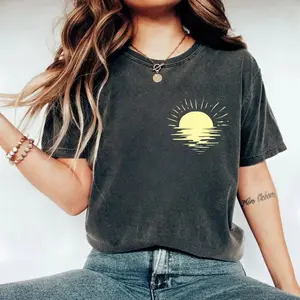 Comfort Colors Retro Chasing Sunsets Tee Vintage Beach Lover Shirt Coastal Vacation Top Minimalist Summer Shirt - TrendWear USA