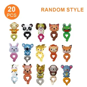 20pcs Cartoon Animal Wrist Balloons, Self-Sealing Aluminum Foil, Unique Design, No Tie Needed, Perfect for Birthday Parties, Holiday Decorations