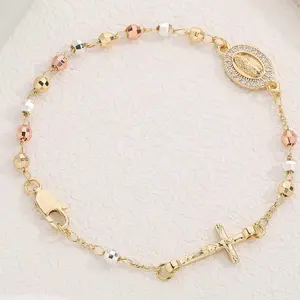 Virgin Mary Bracelet- Unisex Religious Accessory Copper Beaded Gift Virgencita Pulsera