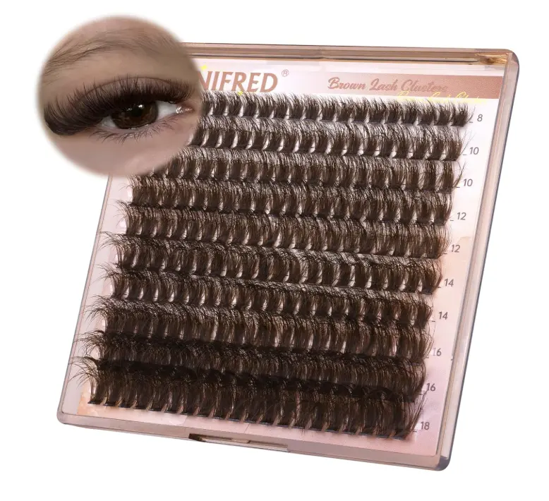 Brown Lash Clusters Dark Brown Individual Lashes Wispy Thick Volume Lash Extension D Curvature Clusters Eyelashes 80D Clusters Lashes by Winifred (8-18mm)