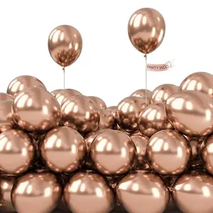 PartyWoo Metallic Rose Gold Balloons 50pcs 5 Inch Chrome Champagne Gold Latex Balloons for Wedding Baby Shower Birthday Anniversary Bachelorette Bridgerton Floral Party Decorations Rose Gold-G112