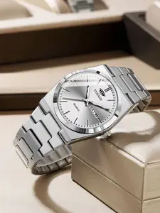 Automatic Business Watch Modern Style Date Mechanical Stainless Steel Waterproof Luminous Men's Watch Gift for Men