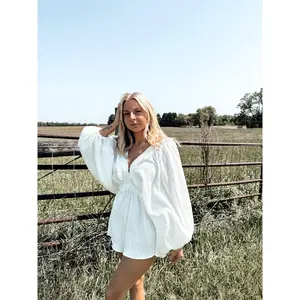V-neck ruffled woven romper (final sale) V-neck ruffled woven romper (final sale)