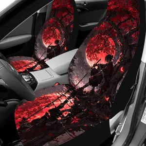 1 Set Blood Moon Warrior Car Seat Covers, Red Moon Shadow Ninja Tree Fantasy Art Seat Protector, Universal Fit Car Accessories, All-Year Gothic Style Auto Decor, Christmas Gift for Friends, Machine Washable Polyester