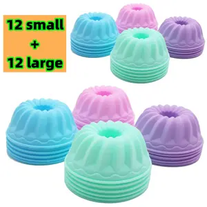 24 pcs Reusable Silicone Baking Cups Food Grade Non-Stick Muffin Liners Silicone Donut Mold Multi Flower Shapes reusable Muffin Liners Beauty & Personal Care