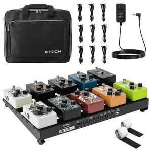 STRICH Guitar Pedal Board 15"x11", 2.17LB Lightweight Aluminum, Built-in Power Supply, Includes Cables, Bag & Velcro, Model PB-S15 Fathersdaygift