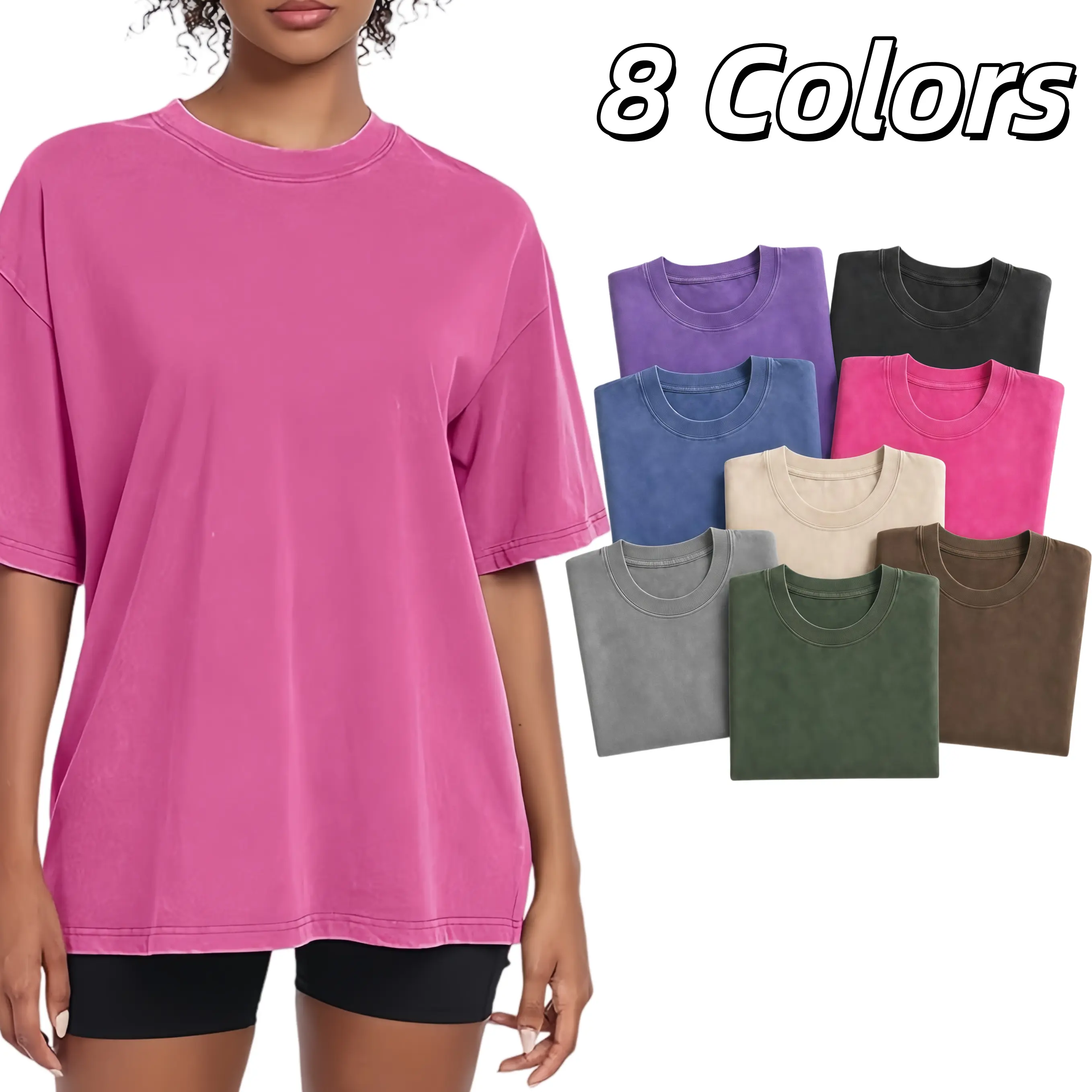 $9.99 Women's Vintage Washed Soft T-Shirt, Casual Oversized Short-Sleeve Top, Essential Summer Streetwear for Everyday Wear, Shortsleeve
