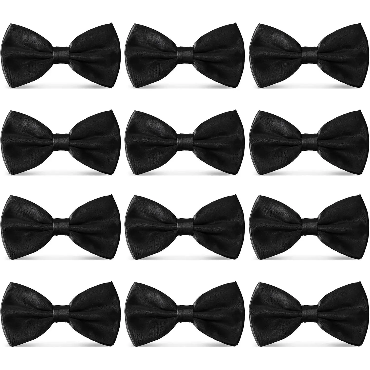 Men's Bowties Formal Satin Solid - 6/12 Pack Bow Ties Pre-tied Adjustable Ties for Men Many Colors Option in bulk