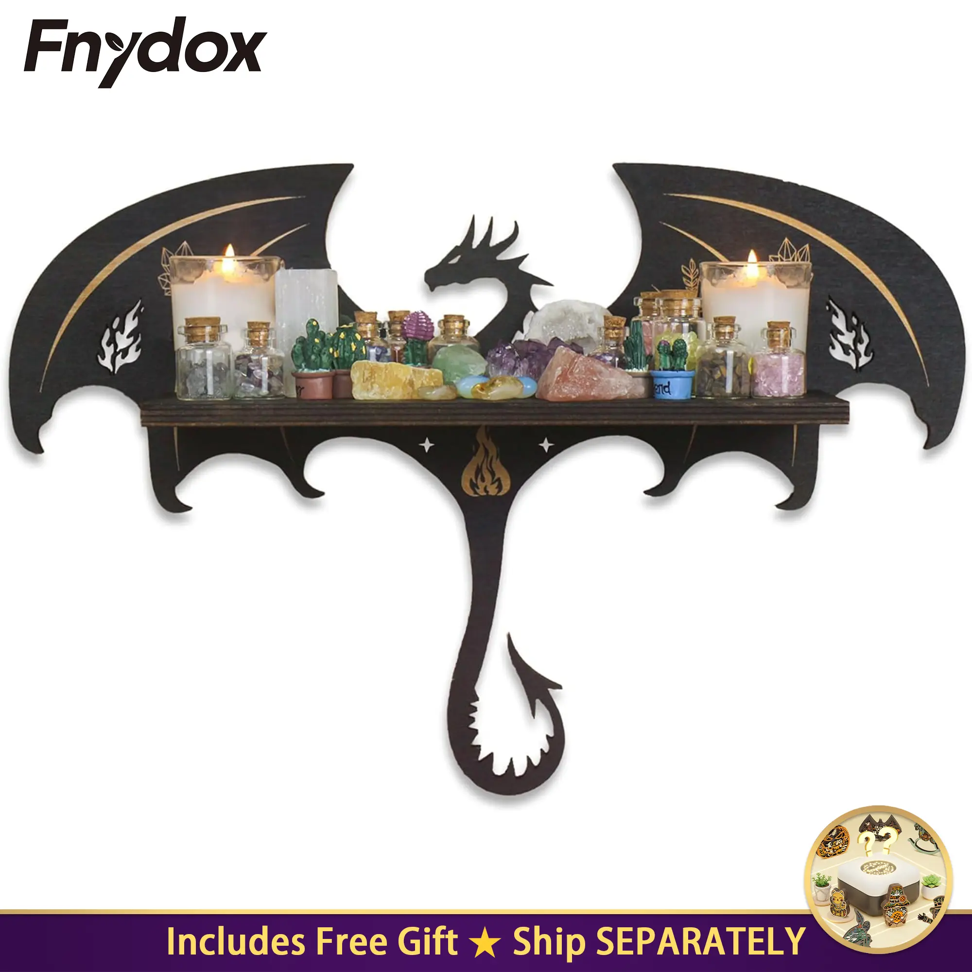 Dragon Shelf, Gothic Wall Decor, Crystal Shelf Display, Fantasy Decor Gift | Dragon Decorations, Fantasy Decor, Dragon Figurine, Crystal Shelf, Wall Art, Trinket Shelves