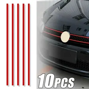 5pcs Reflective Strips Car Stickers Auto Front Hood Grille Mouldings Red Waterproof Car Decor Accessories Exterior Parts