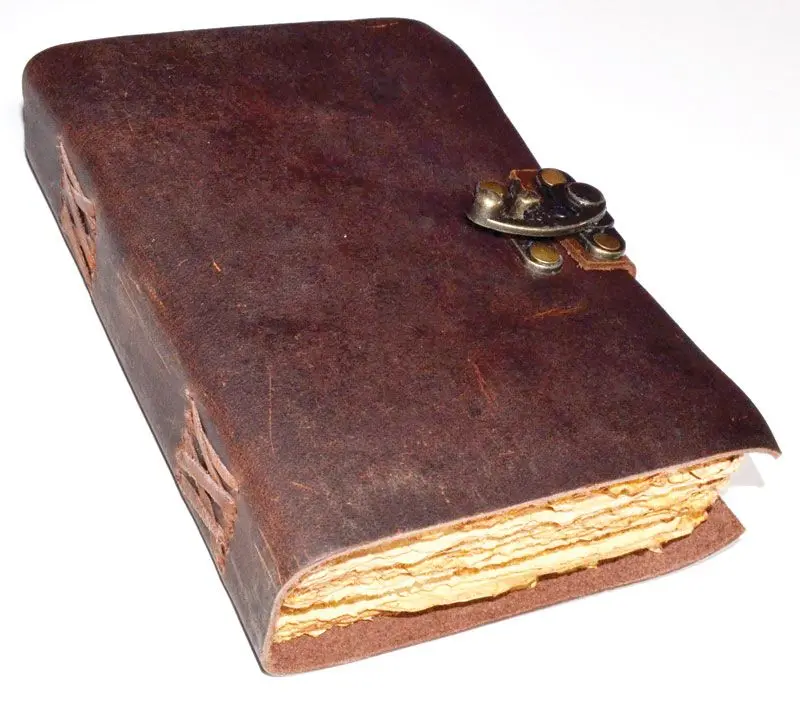 Aged Parchment Leather Grimoire Journal — Latch Closure Spell Book