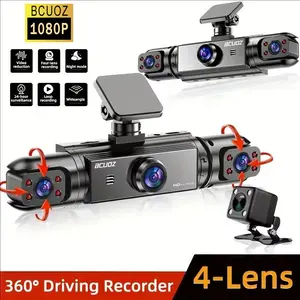 1080P HD Dash Cam, 4-Lens Front/back/left/right, Night Vision, Emergency Lock, Loop Recording, Clear Image, Smooth Lens Switching, Automotive Driving Recorder, Dash Camera Car, Automotive Video Recorder