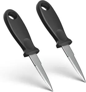 2 PCs Oyster Shucking Knife Set with Non-Slip Handle, Stainless Steel Oyster Shucker Tool for Oyster, Scallop, Clam, Professional Oyster Opener for Seafood Kitchen Shrimp Shellfish