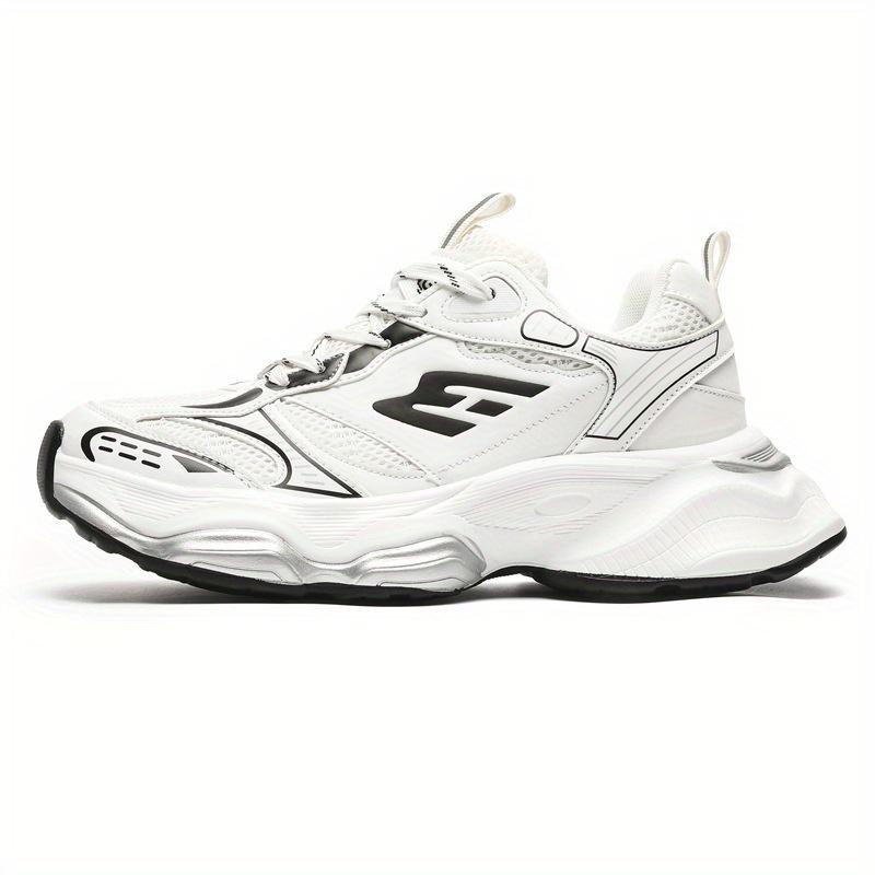 Unisex Thick-Soled Dad Shoes - Height-Increasing Lightweight Breathable Sneakers with Anti-Slip Wear-Resistant PU Sole, White & Black Athletic Design for Men & Women, Casual Outdoor Sports Shoes, Chunky Shoes, Heightboosting Footwear, Sleek