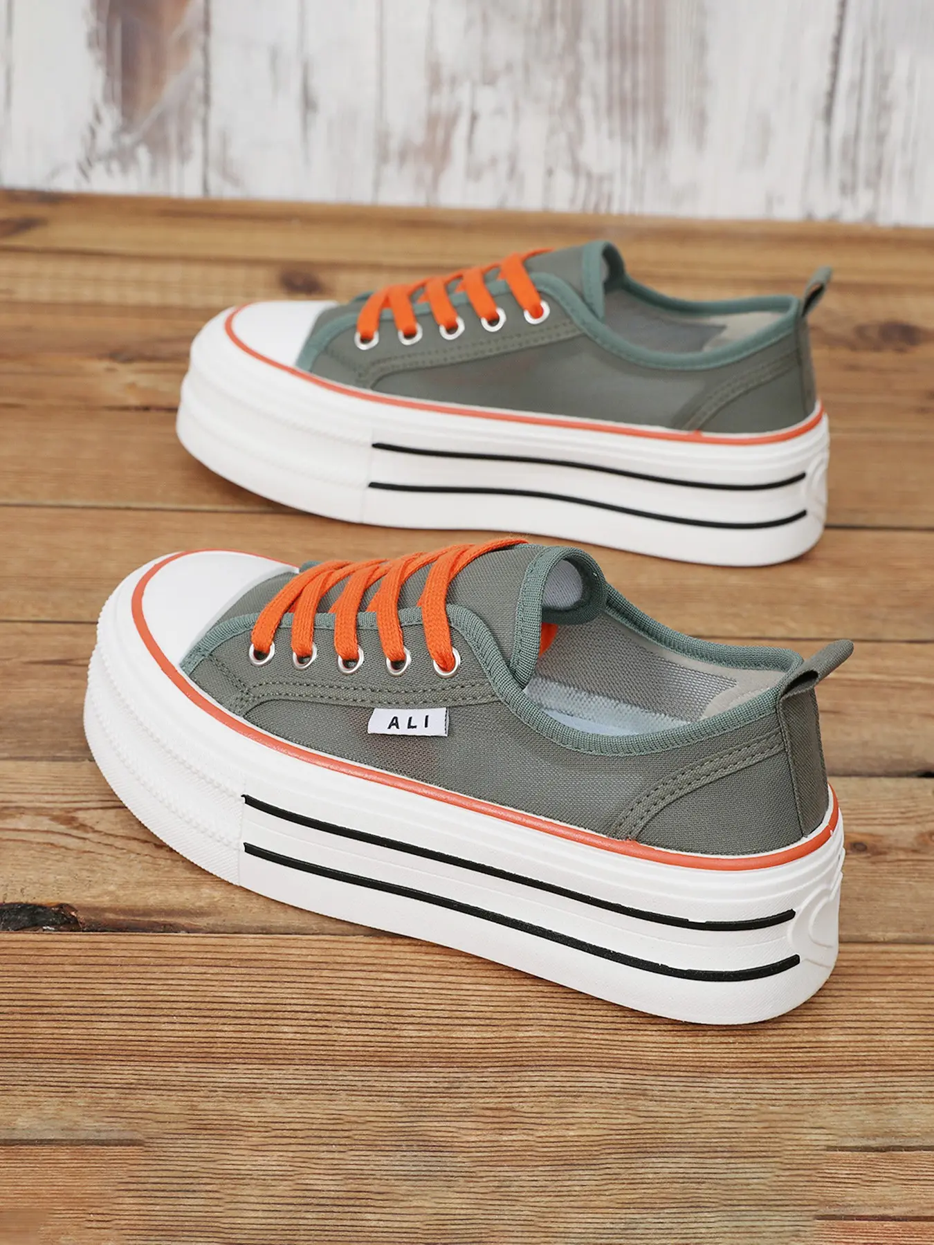 Women's Casual Sports Shoes, Sneaker, Thick Soled Sneakers, Lace Up Sneakers, Lowtop Sneaker, Canvas Upper Sneakers, Comfortable Elegant Shoes, Height-Increasing Thick Sole, Breathable, Versatile, Spring Fall Low Heel Shoes, Low Top Sneakers