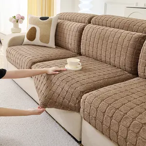 Plush Elastic Sofa Seat Cover, Modern Anti-Slip Couch Protector, Living Room Furniture Protection, Durable Pet Friendly, Elastic Sofa Slipcover