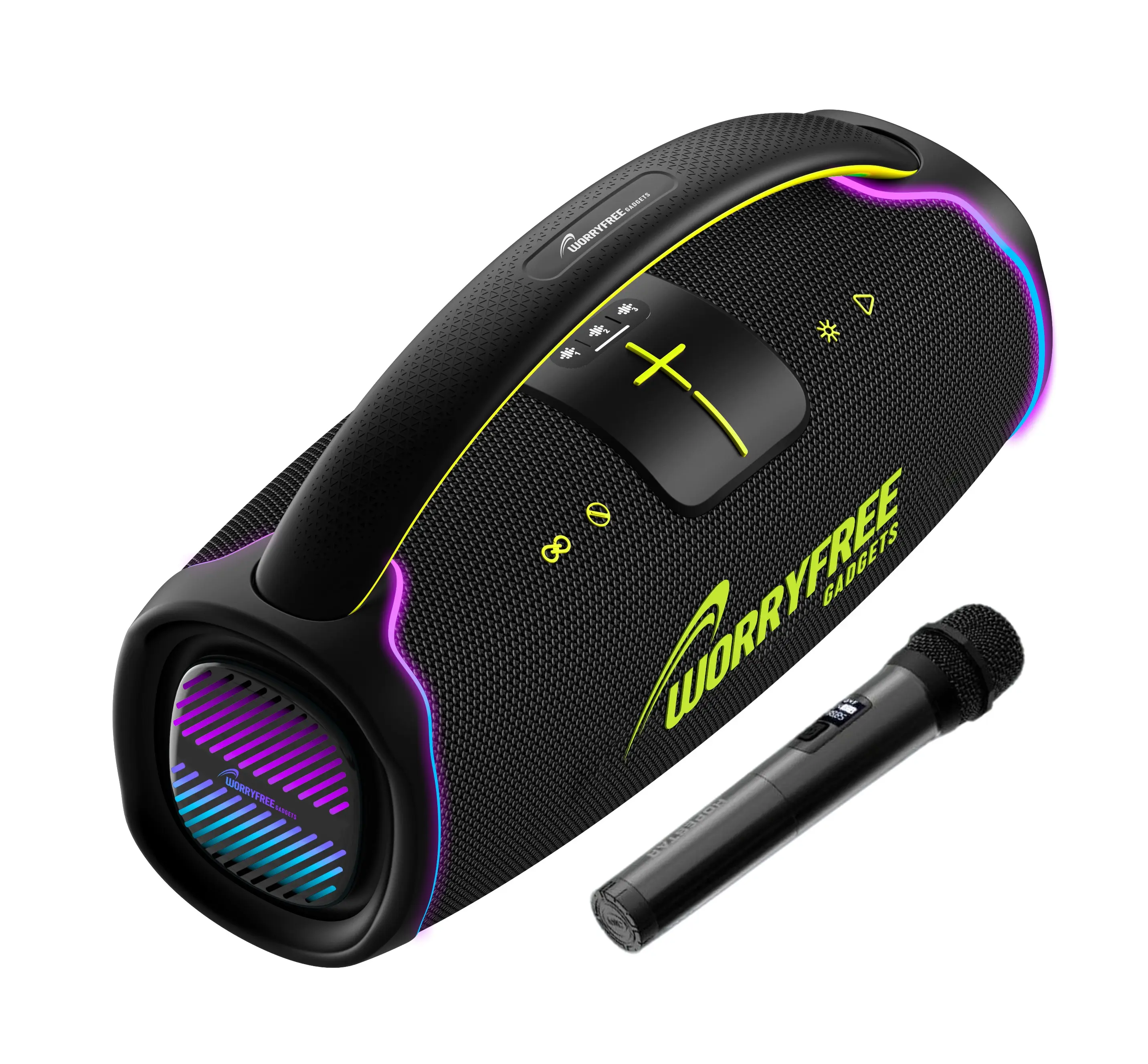Worryfree Gadgets 300W Subwoofer Wireless Portable Bluetooth Stereo Speaker with Mic, LED Lights, Audio Streaming, Aux Input, USB Type-C, Smartphone Compatibility for Party, Outdoor Use